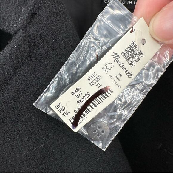 Madewell Wool Blend Double Breasted Trench Coat in black Size XL - Picture 6 of 12